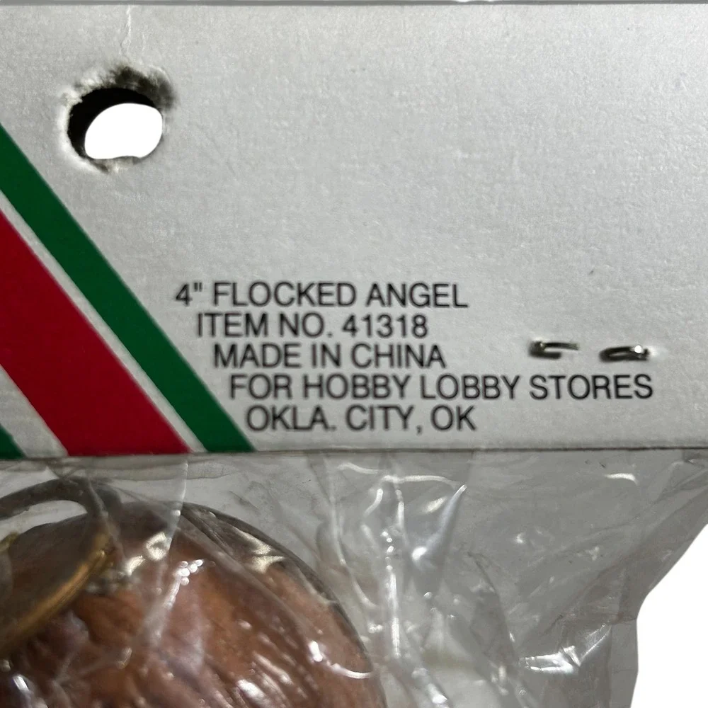 Vintage Flocked Angel Christmas Ornament Seasonal Shop Hobby Lobby‎ NOS 1990s